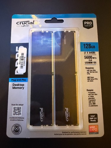128gb new crucial - (2x64gb),